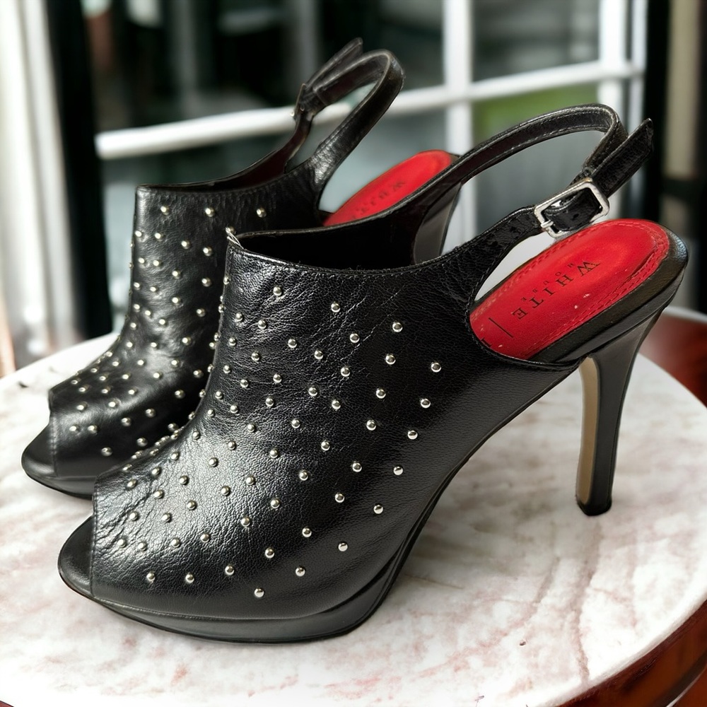 White House Black Market SUNNY Studded Peep Toe Bootie Pumps 8M